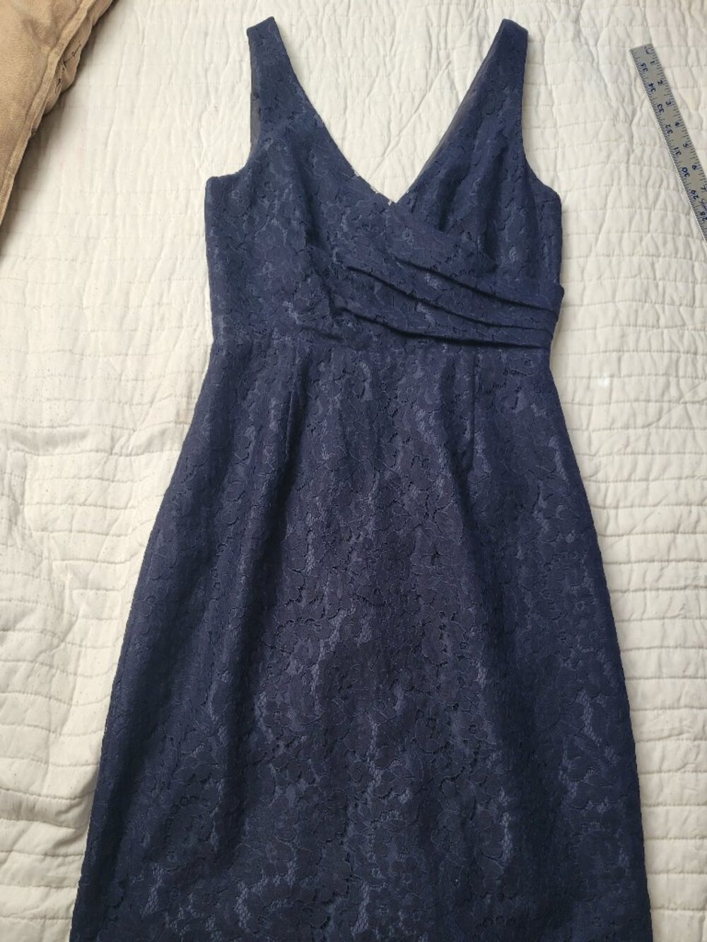 J.Crew NWT Navy Gathered Lace Sheath Wedding Guest Chic Cocktail Dress Sz 6 - Picture 12 of 16
